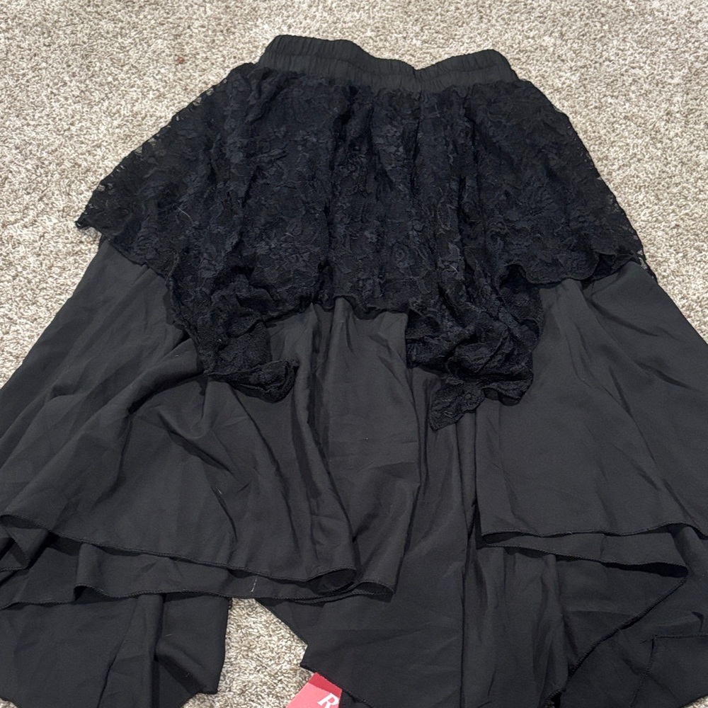 ROMWE Black Asymmetrical Lace Skirt